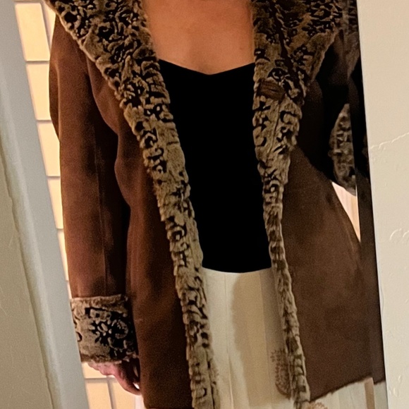 Coldwater Creek Jackets & Blazers - COLDWATER CREEK Faux Fur-Lined Hooded Winter Faux Suede Coat - M - Like New